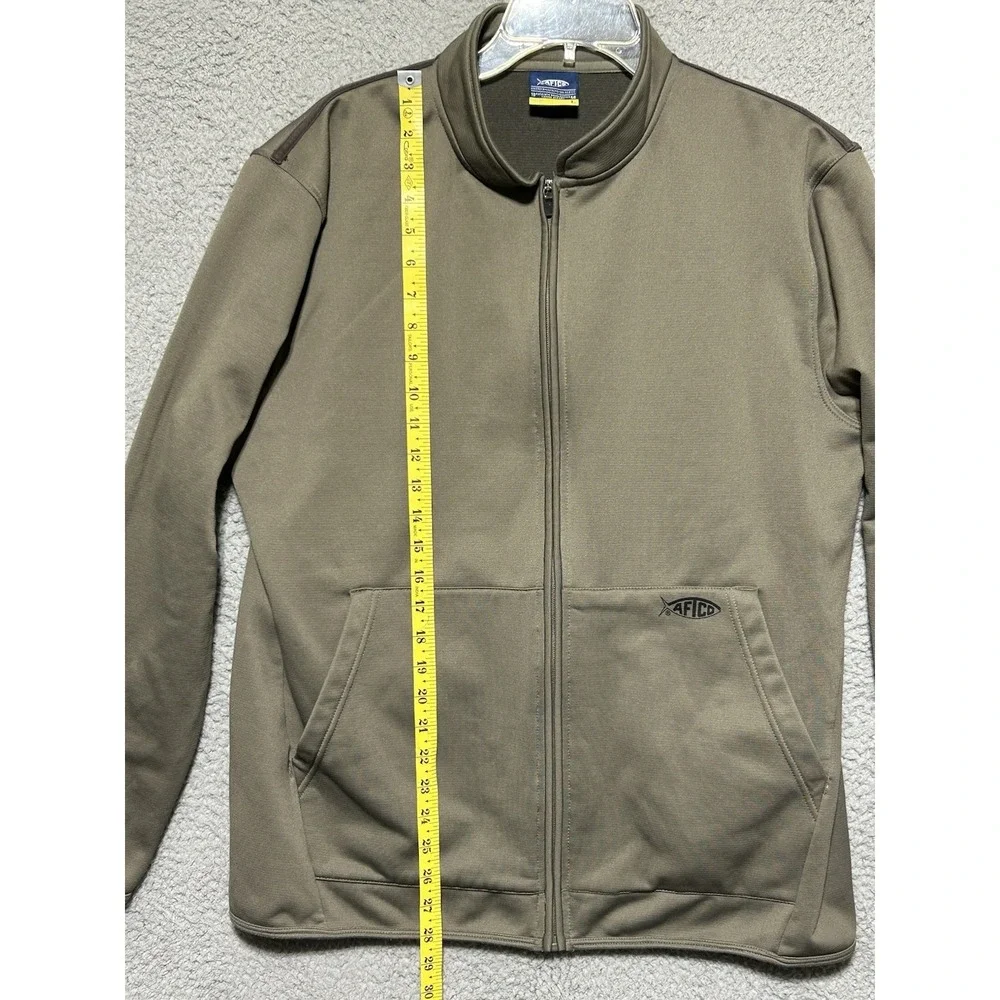 Aftco Full Zip Fleece Jacket Mid Layer Large Green Aftech Fishing Boating Casual